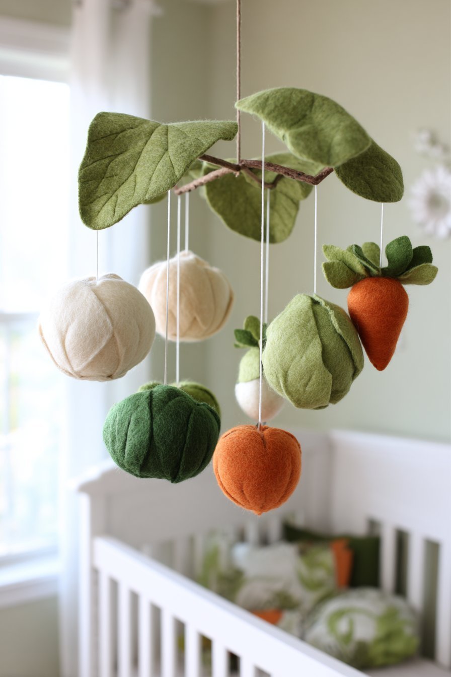 Handcrafted Felted Vegetable Mobile