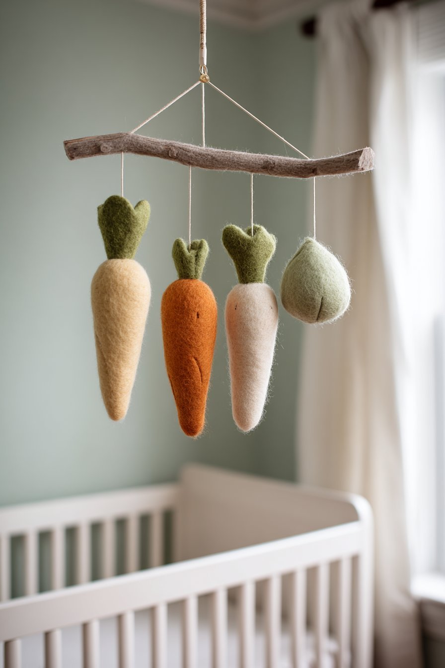 Handcrafted Felted Vegetable Mobile