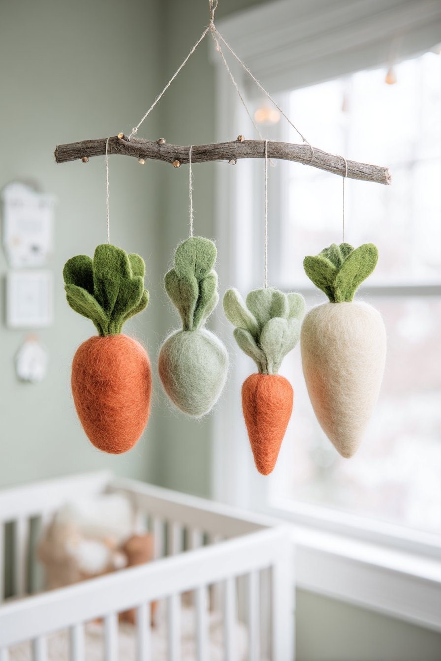 Handcrafted Felted Vegetable Mobile