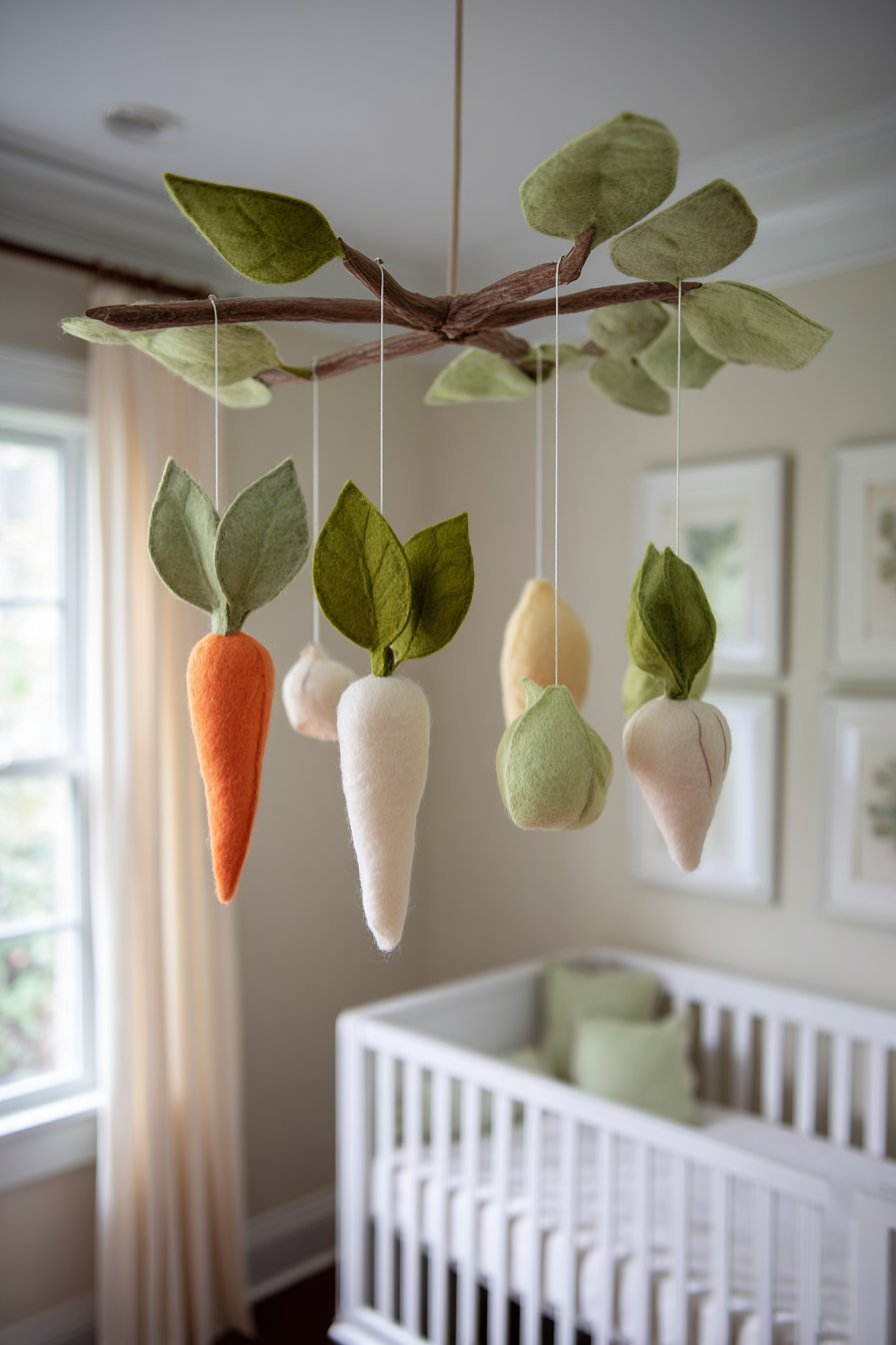 Handcrafted Felted Vegetable Mobile