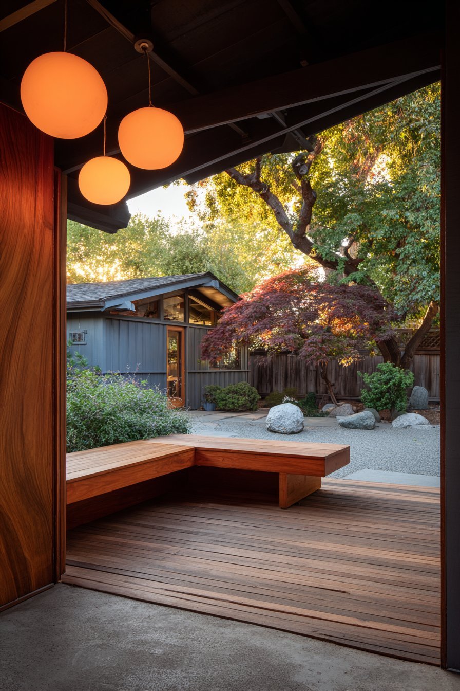 Integrated Deck and Garden Courtyard