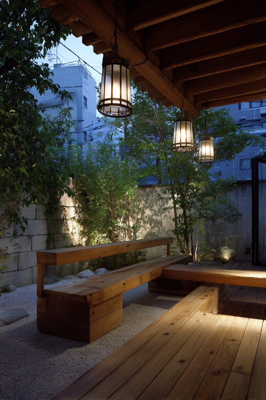 Integrated Deck and Garden Courtyard