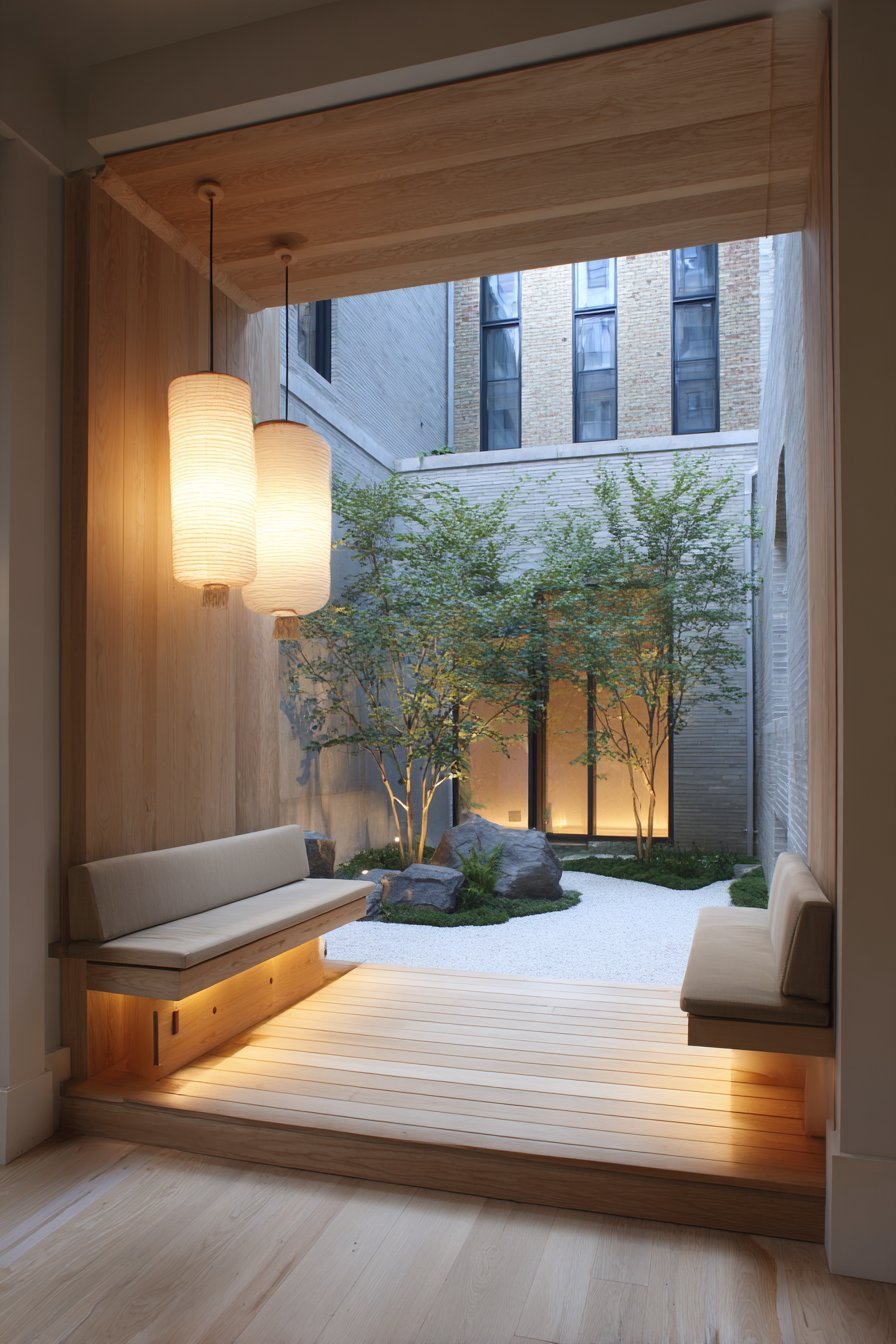 Integrated Deck and Garden Courtyard