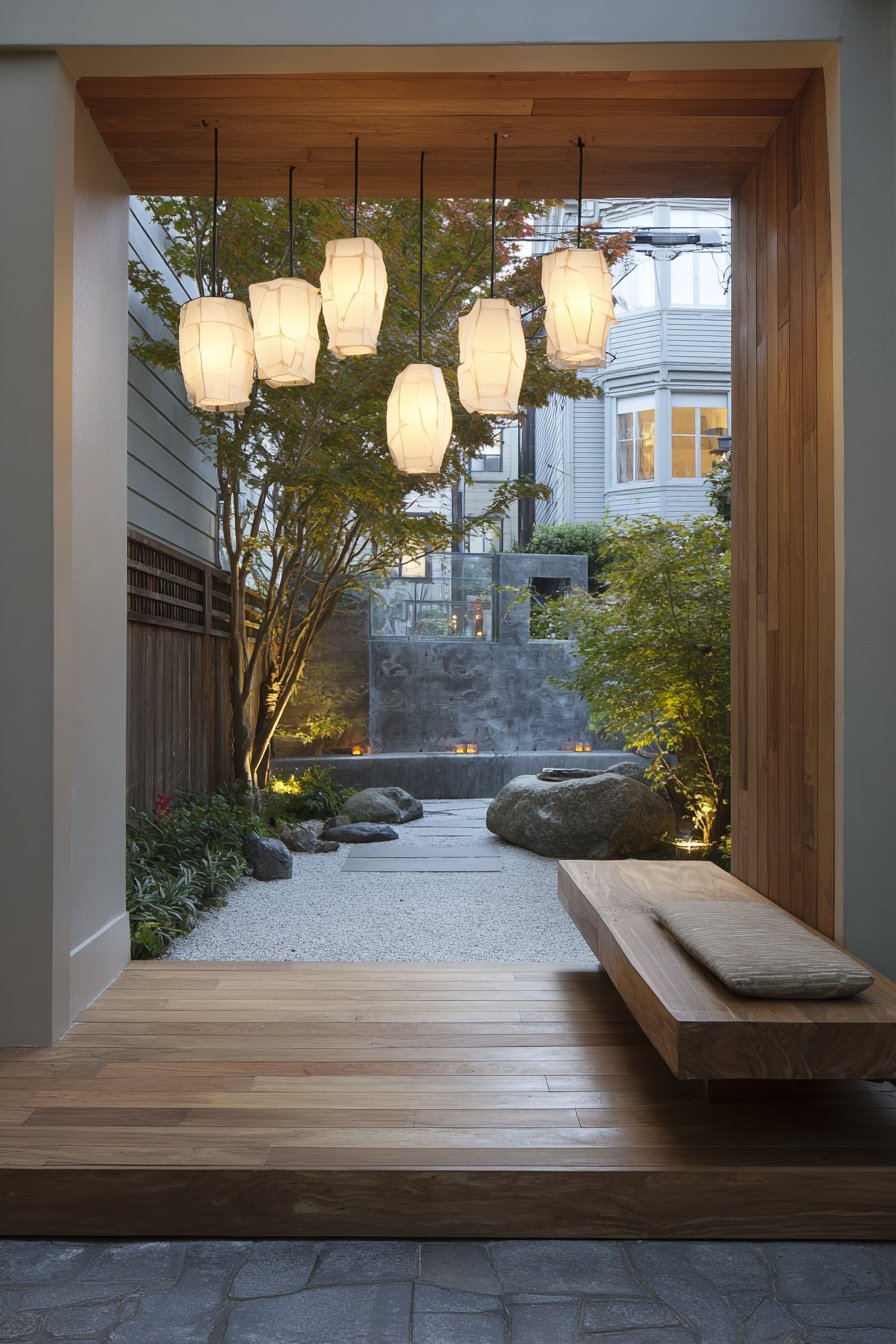 Integrated Deck and Garden Courtyard