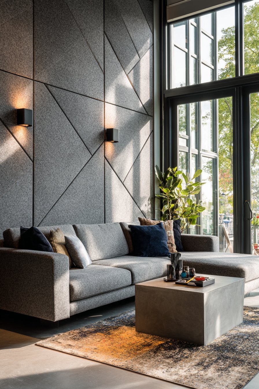 Functional Charcoal Acoustic Felt Panels