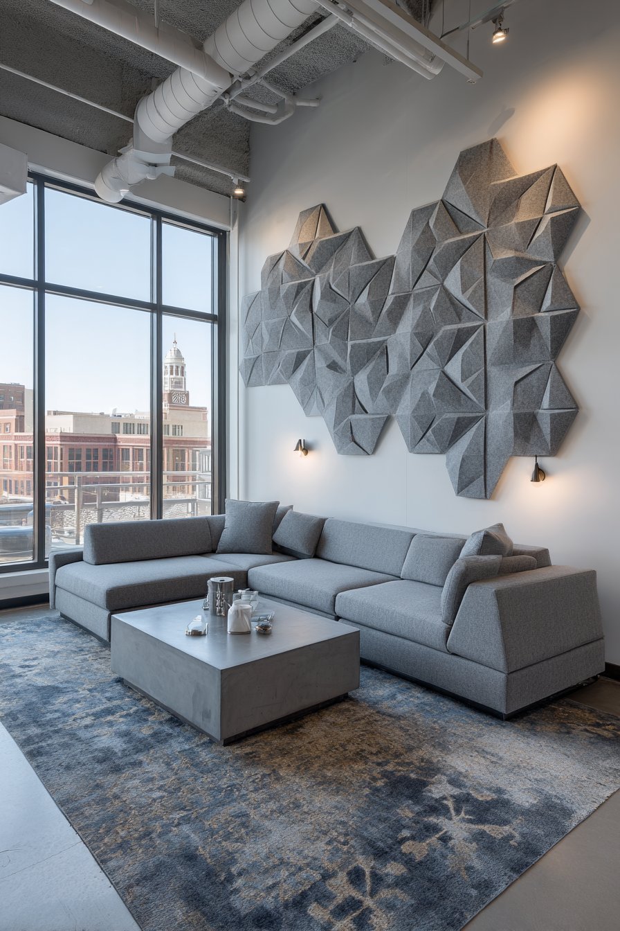 Functional Charcoal Acoustic Felt Panels