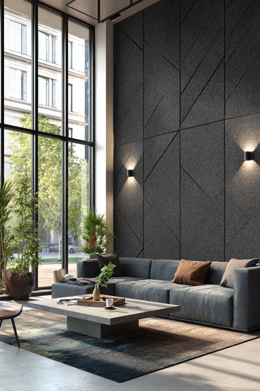 Functional Charcoal Acoustic Felt Panels