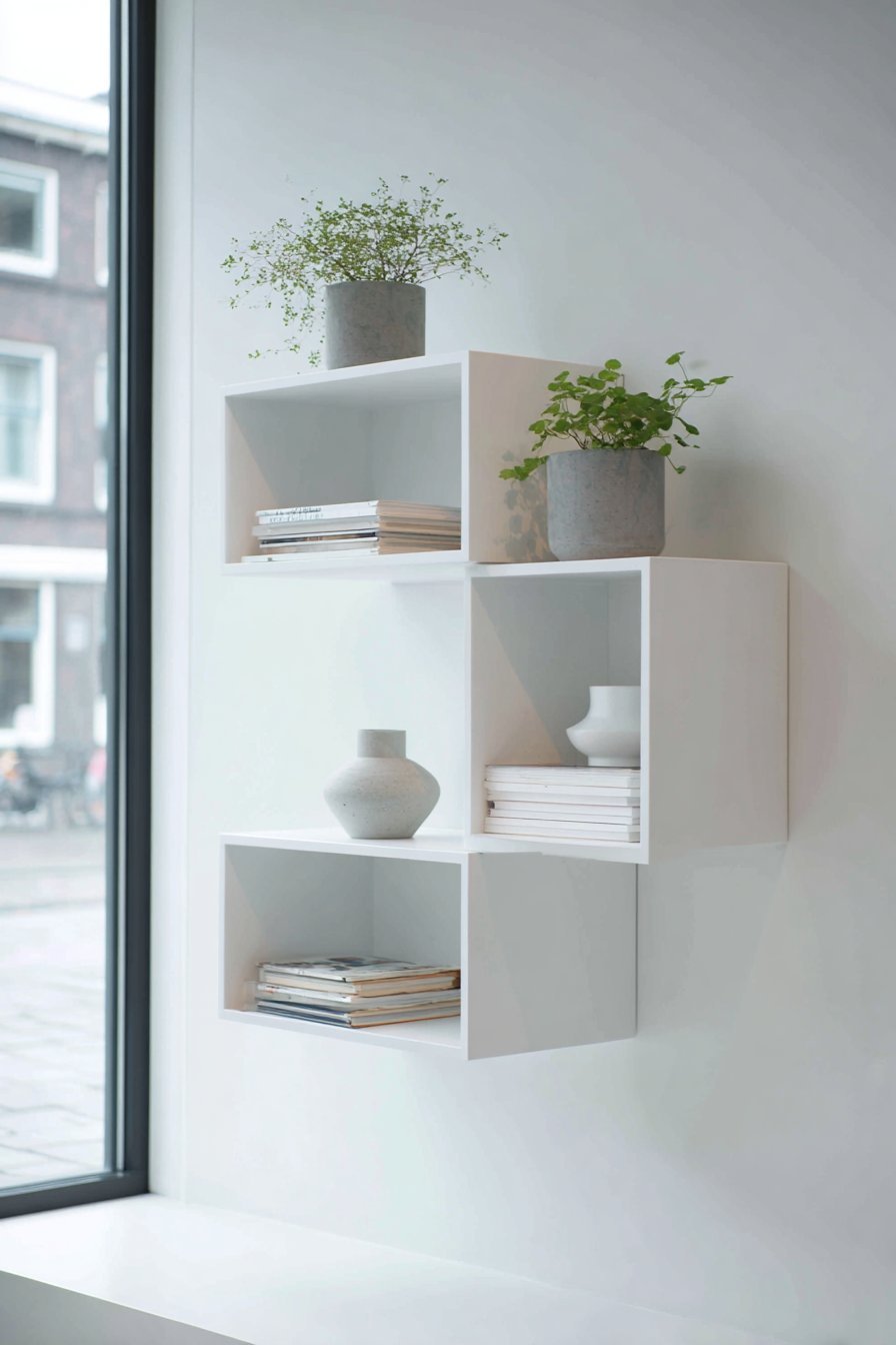 Modular White Lacquer Cubic Storage