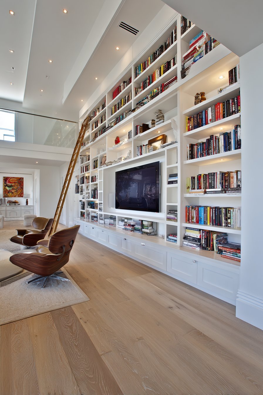 Floor-to-Ceiling Bookshelf Library Wall