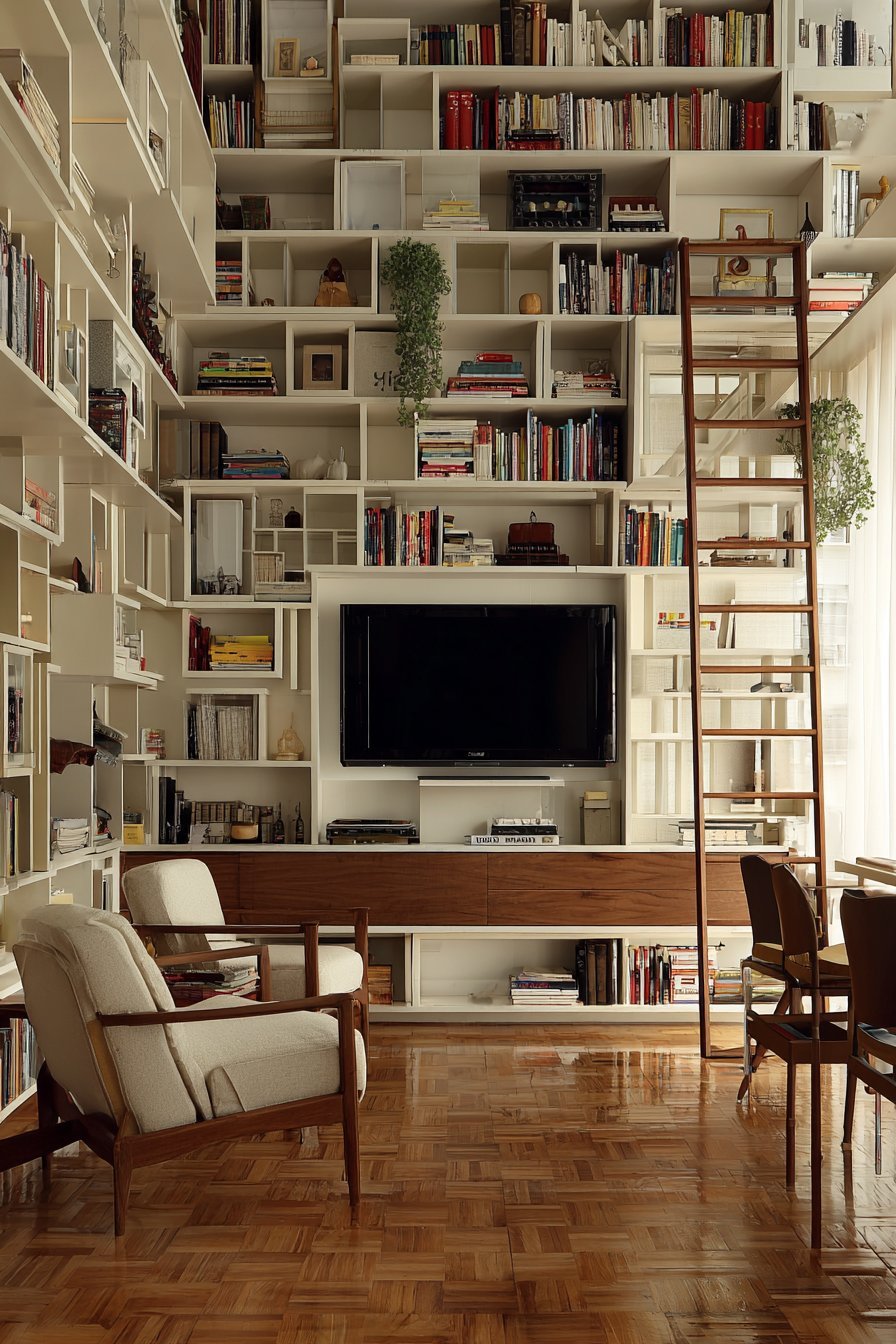 Floor-to-Ceiling Bookshelf Library Wall