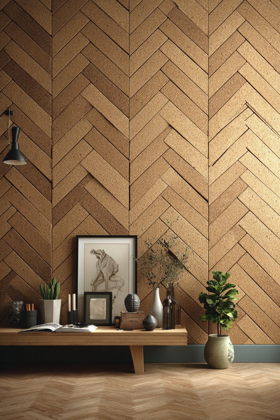 Sustainable Cork Herringbone Pattern