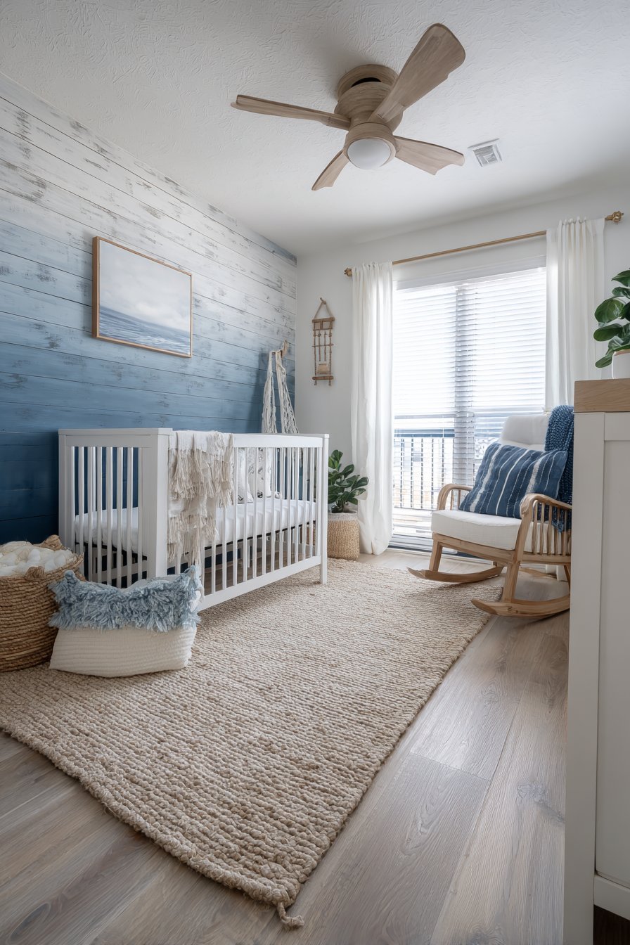 Coastal Ombre Blue Horizontal Planking