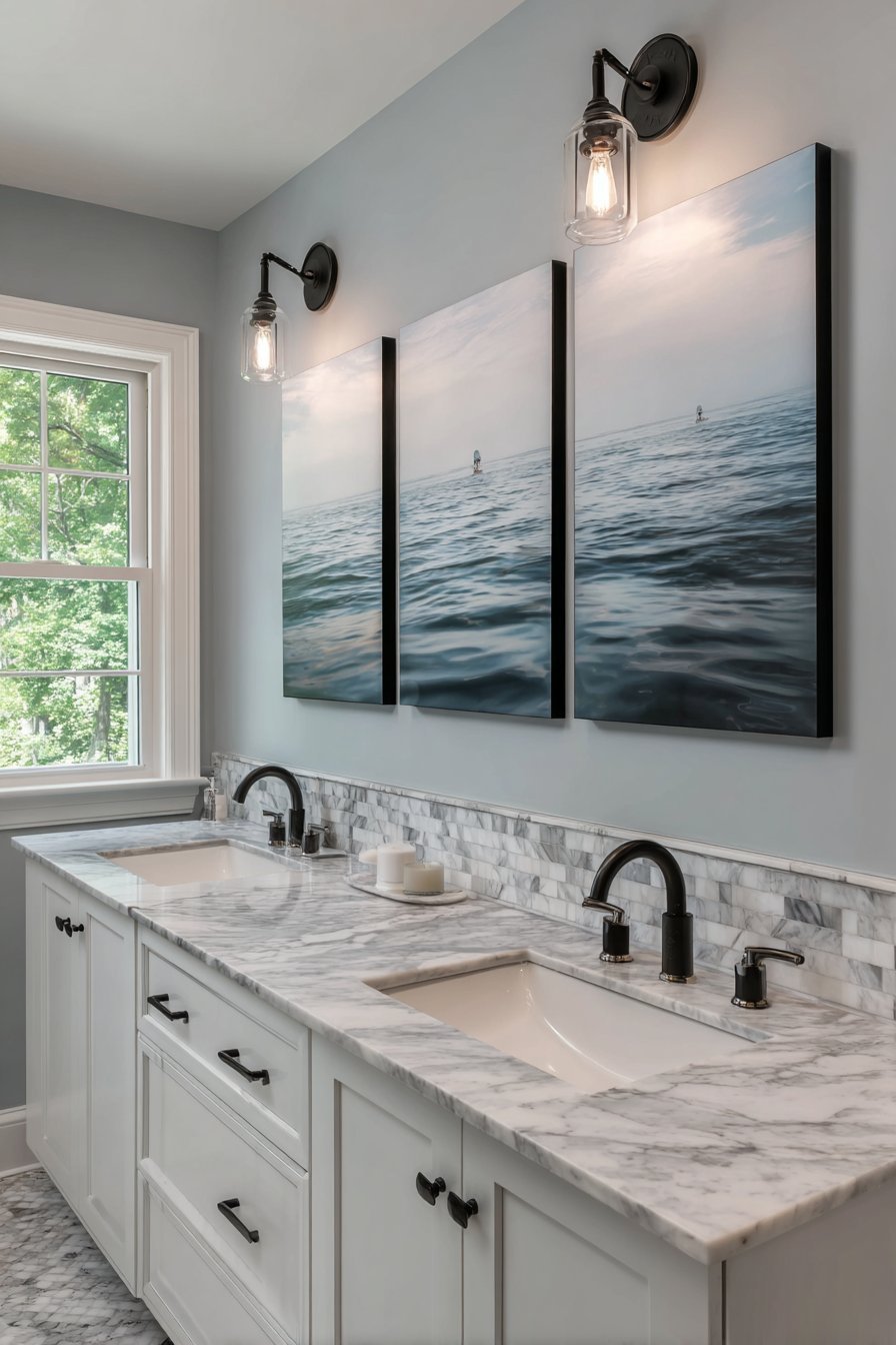 Monochromatic Water Photography Triptych