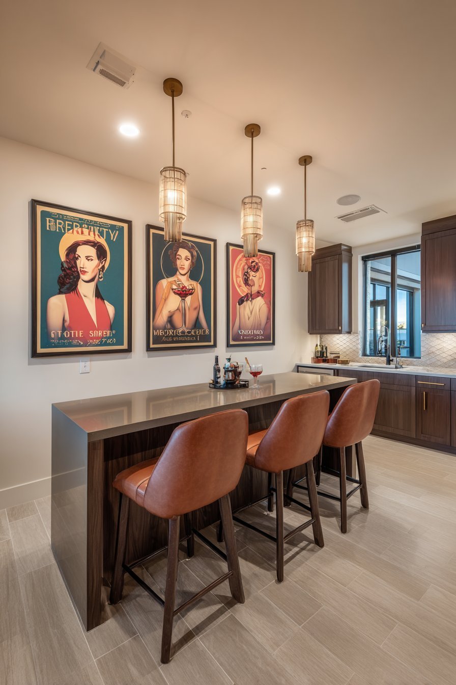 Vintage Cocktail Art Home Bar