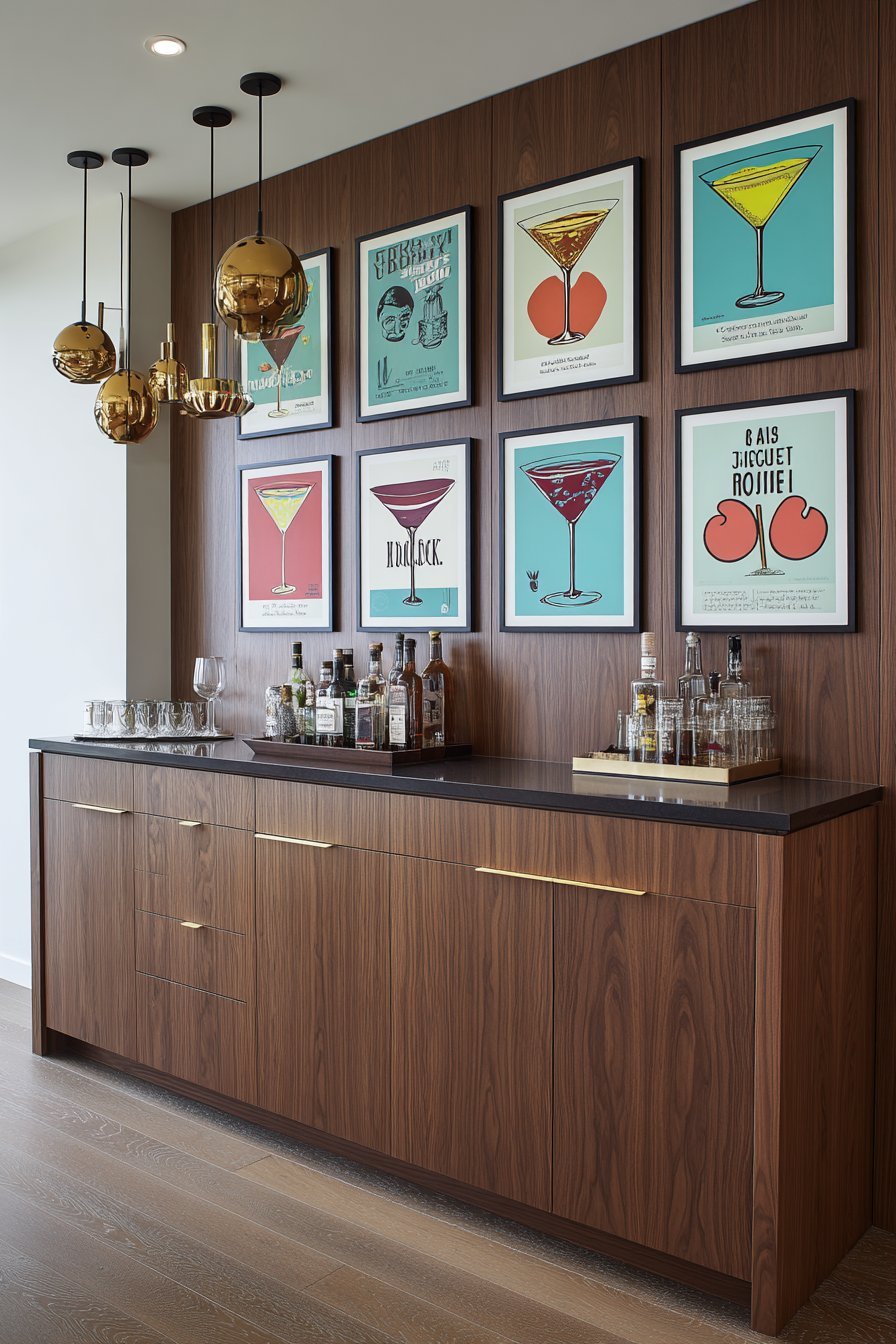 Vintage Cocktail Art Home Bar