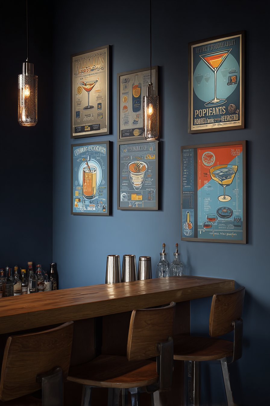 Vintage Cocktail Art Home Bar