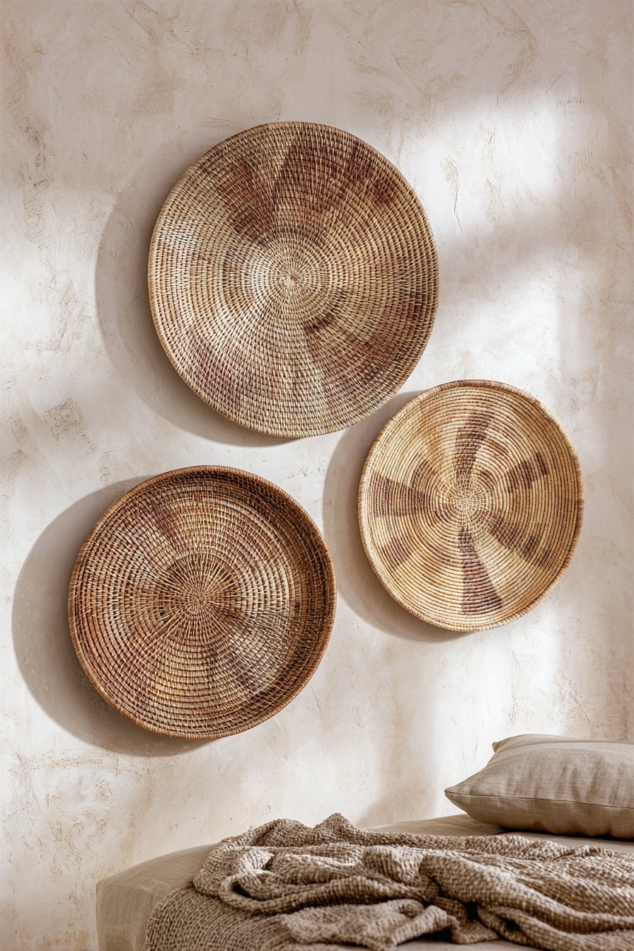 Bohemian Rattan Basket Wall Display