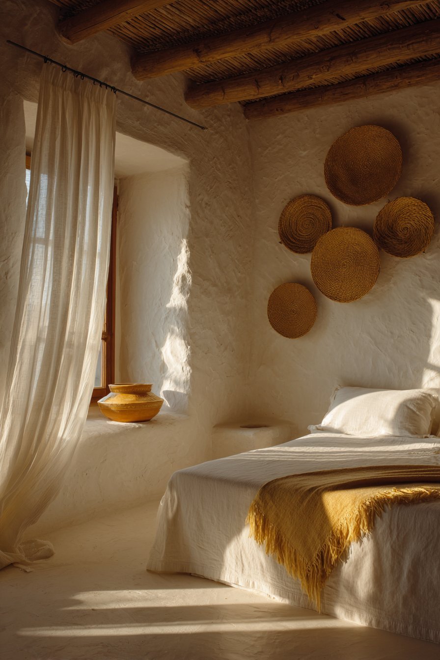 Bohemian Rattan Basket Wall Display