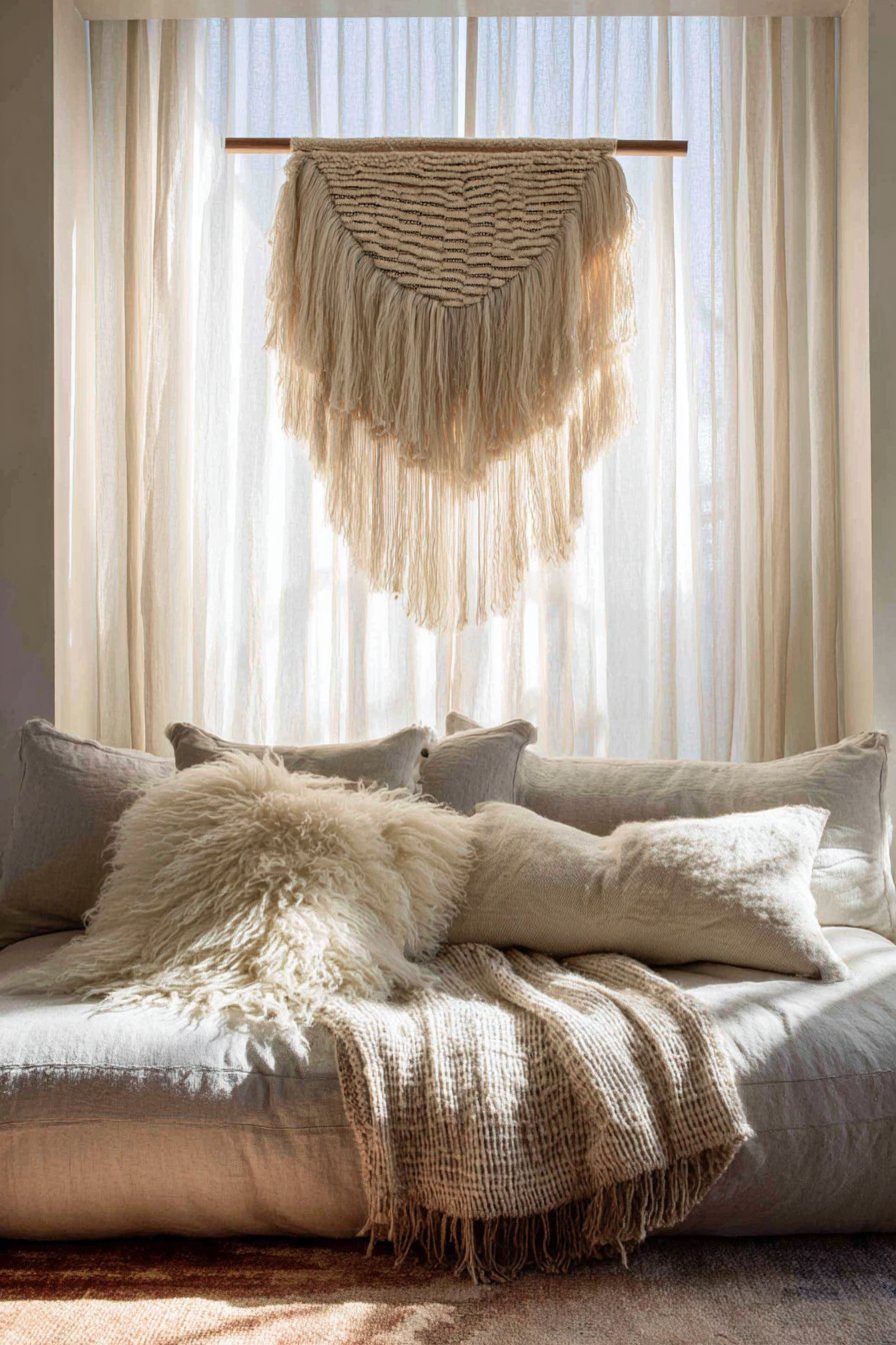 Natural Fiber Handwoven Textile Wall Hanging