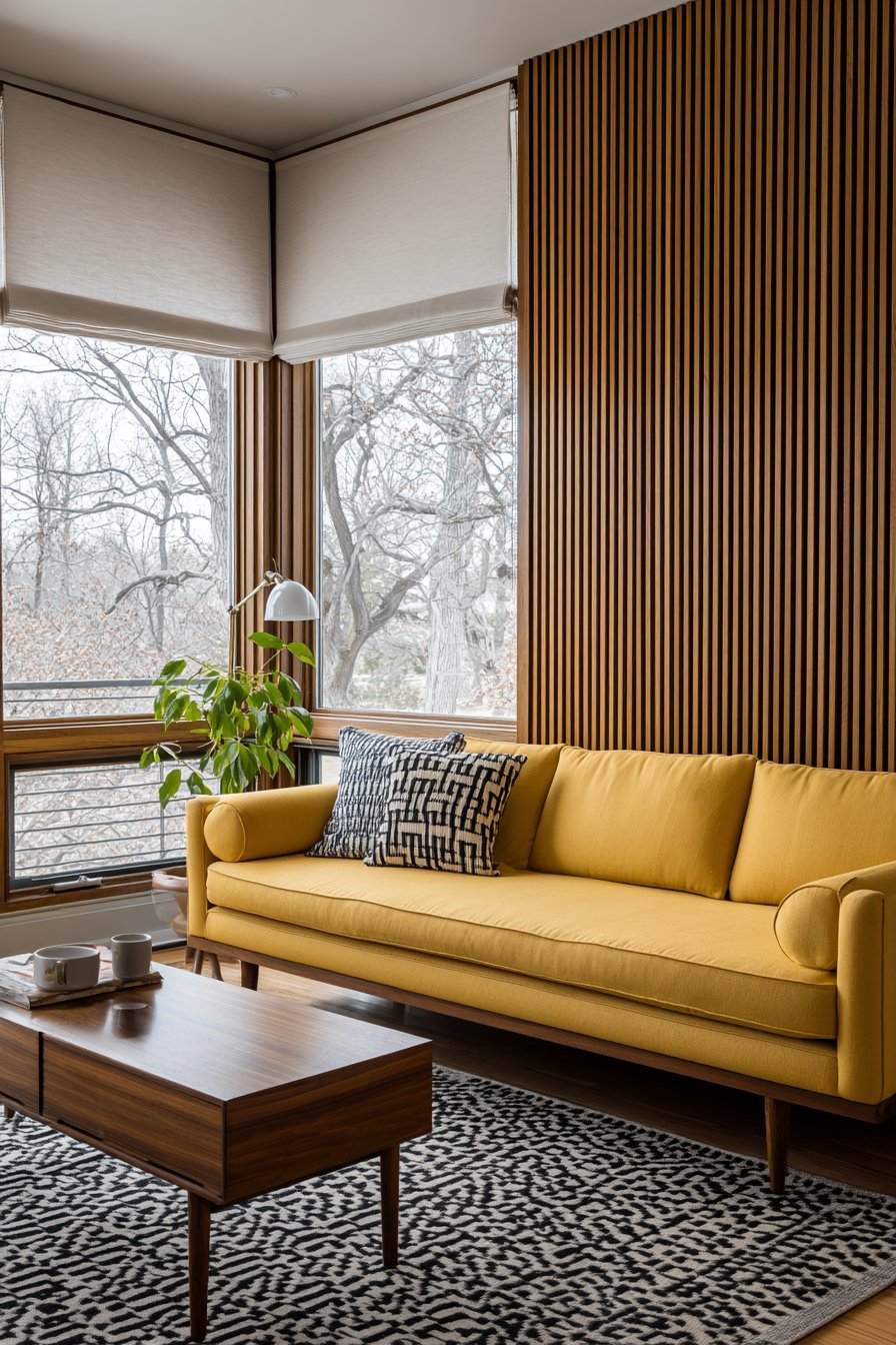 Mid-Century Walnut Slat Panels