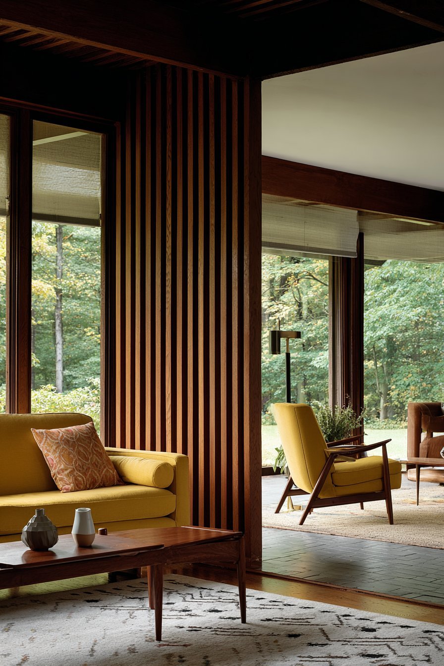 Mid-Century Walnut Slat Panels