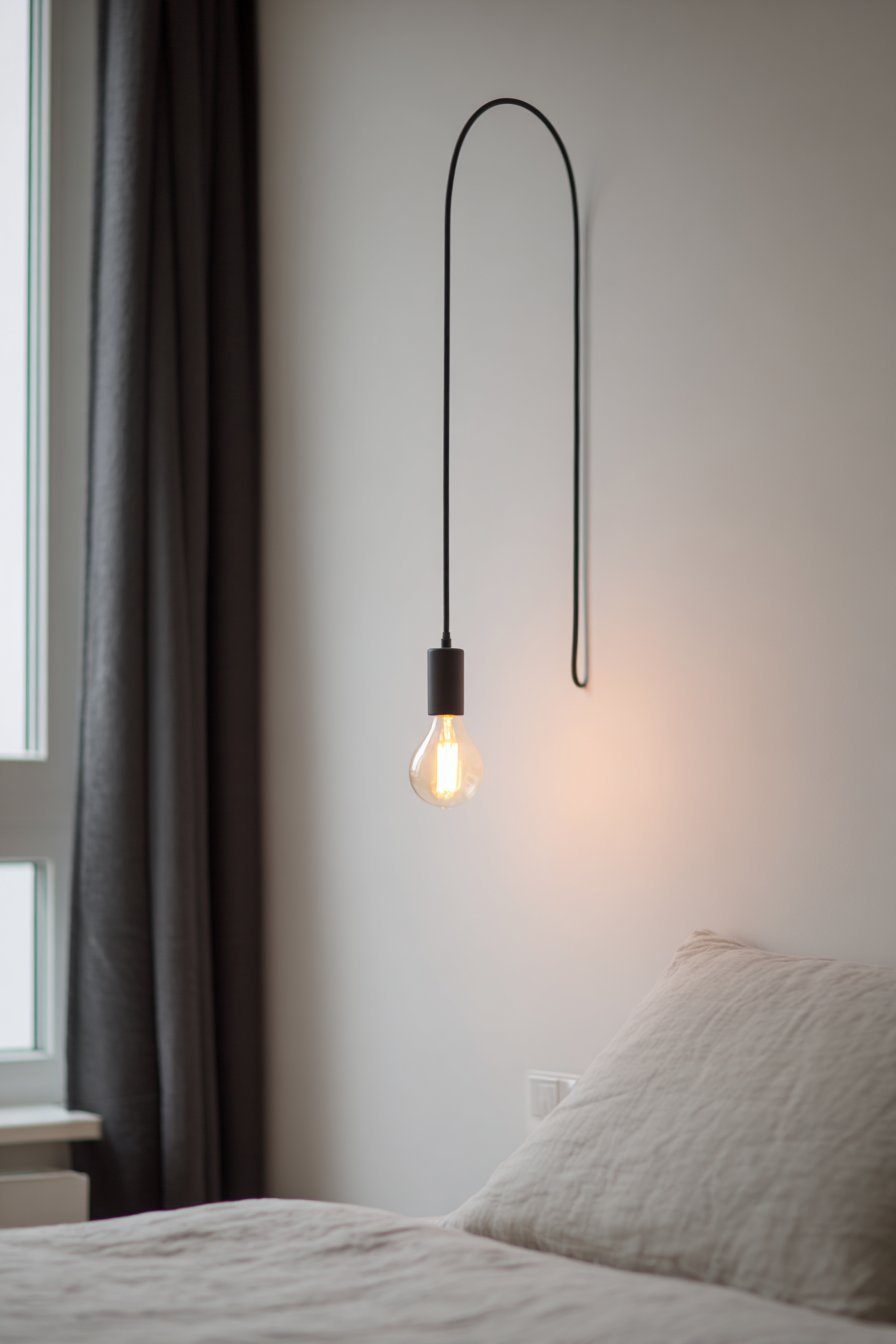 Exposed Bulb Pendant Bedside Lighting