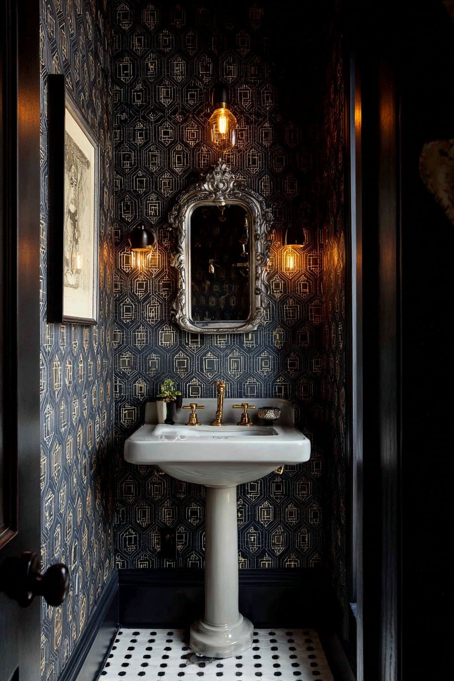 Elegant Powder Room with Pedestal Sink