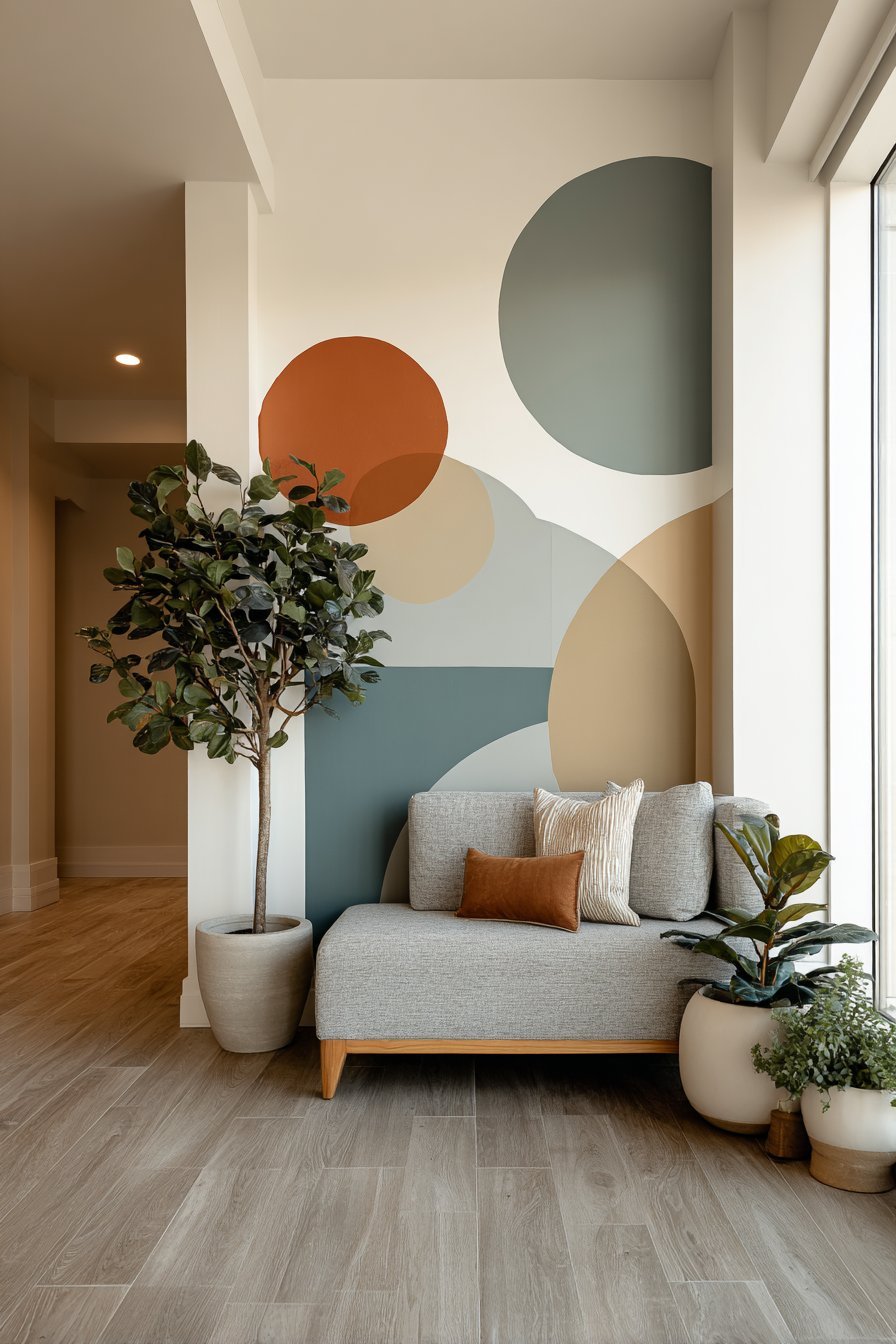 Custom Geometric Painted Mural