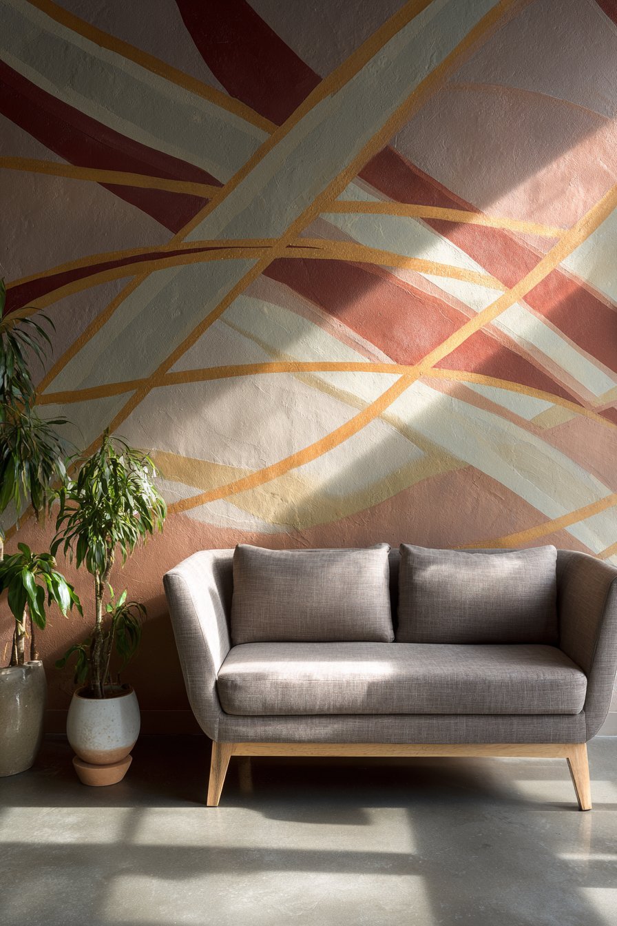 Custom Geometric Painted Mural