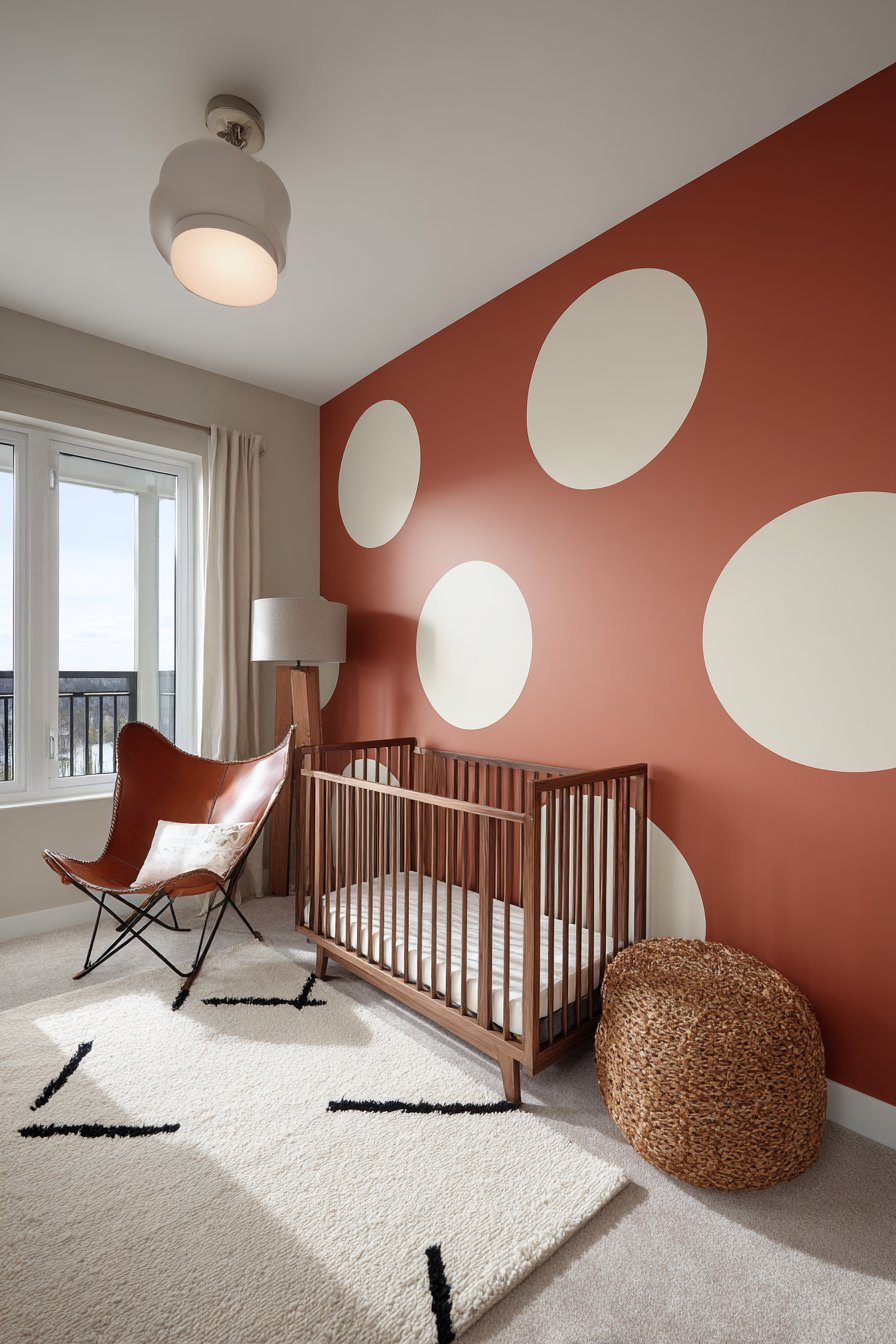 Contemporary Terracotta and Cream Polka Dots
