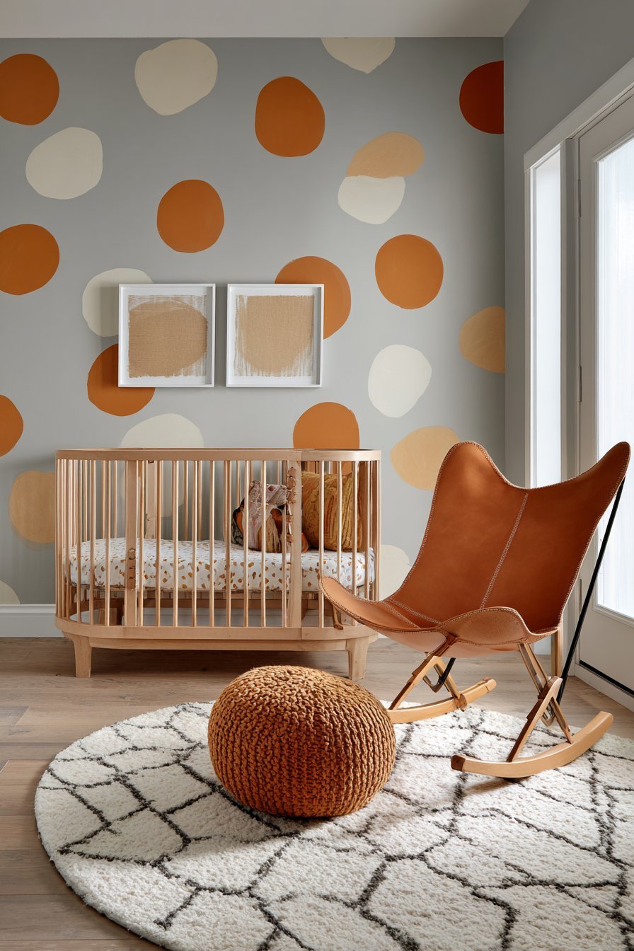 Contemporary Terracotta and Cream Polka Dots