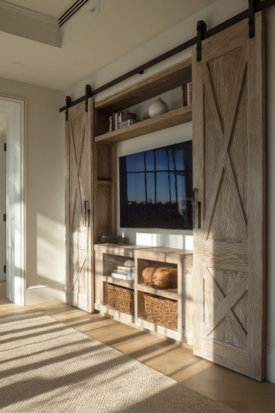 Hidden Storage Barn Door Concealment