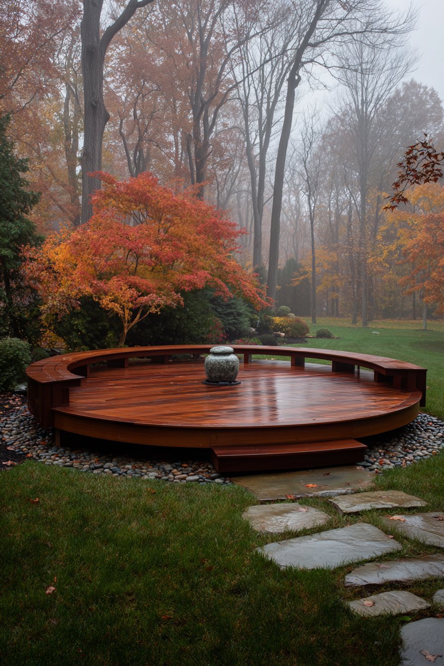 Meditation Platform with Stone Fountain