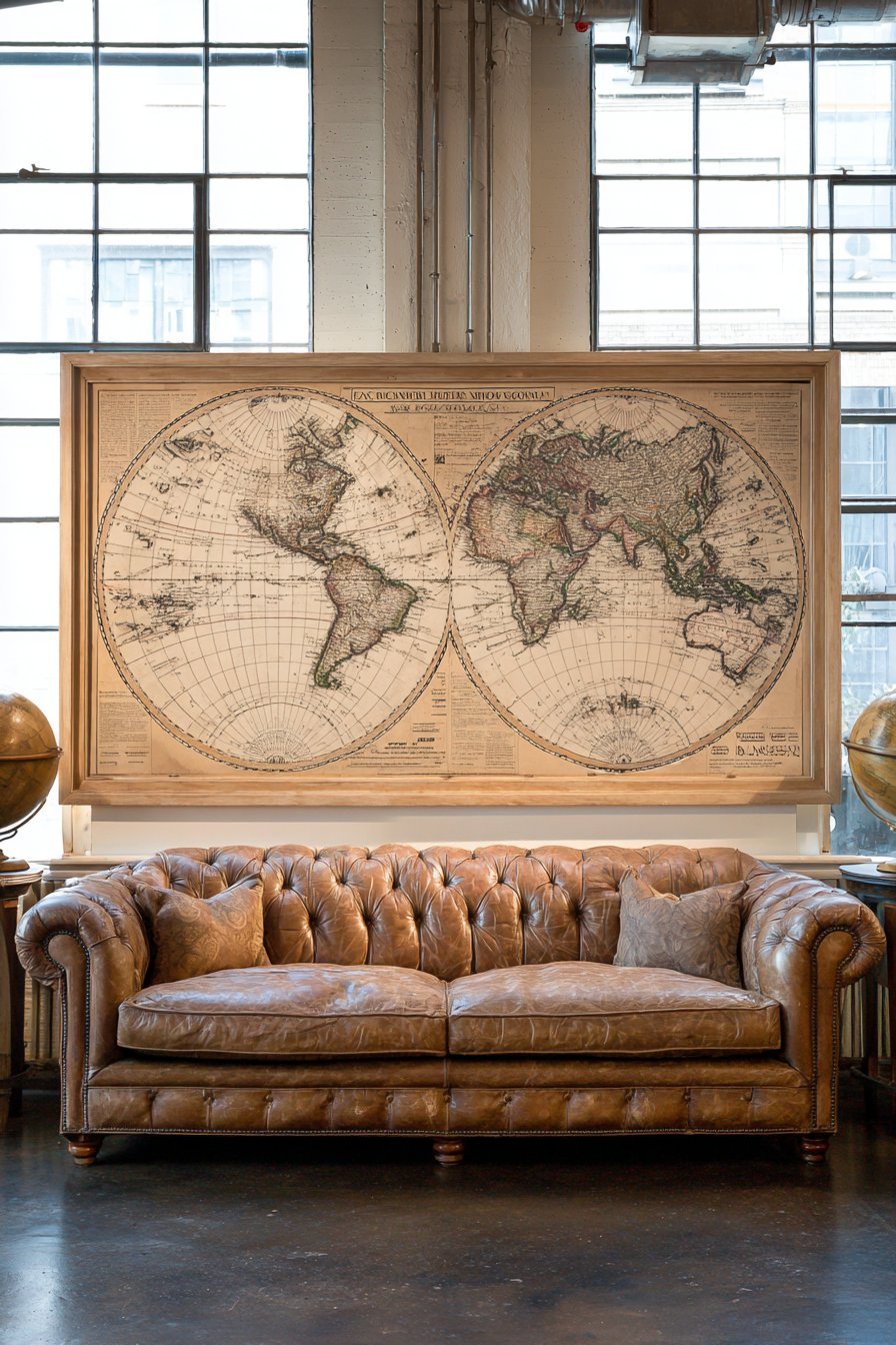 Large-Scale Antique Map Focal Point