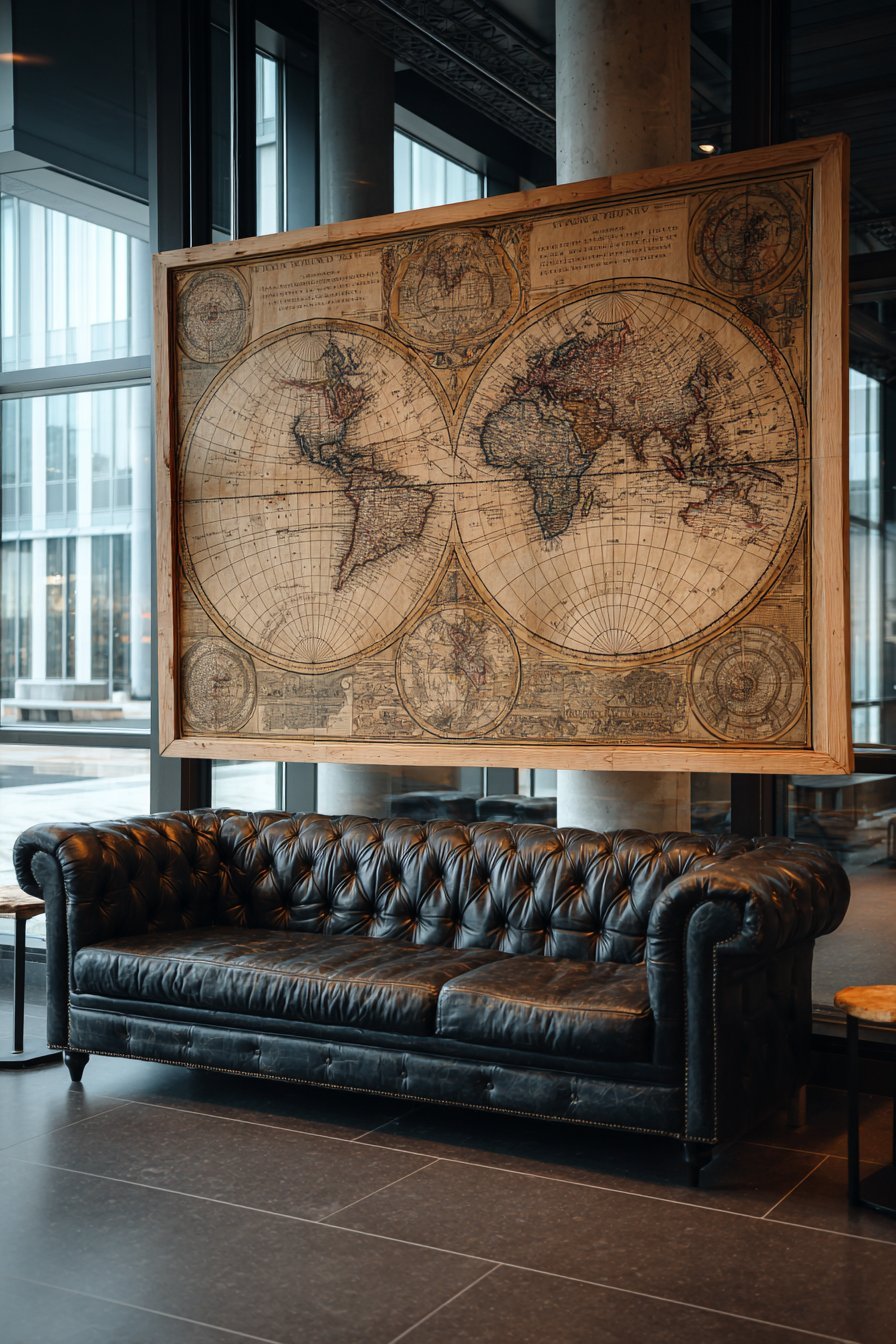 Large-Scale Antique Map Focal Point
