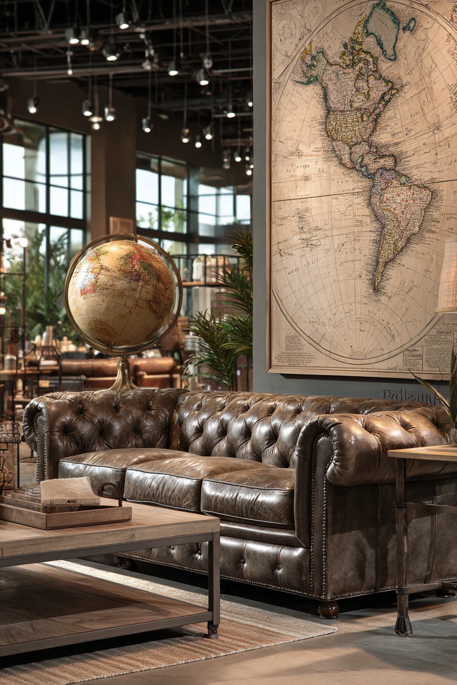 Large-Scale Antique Map Focal Point