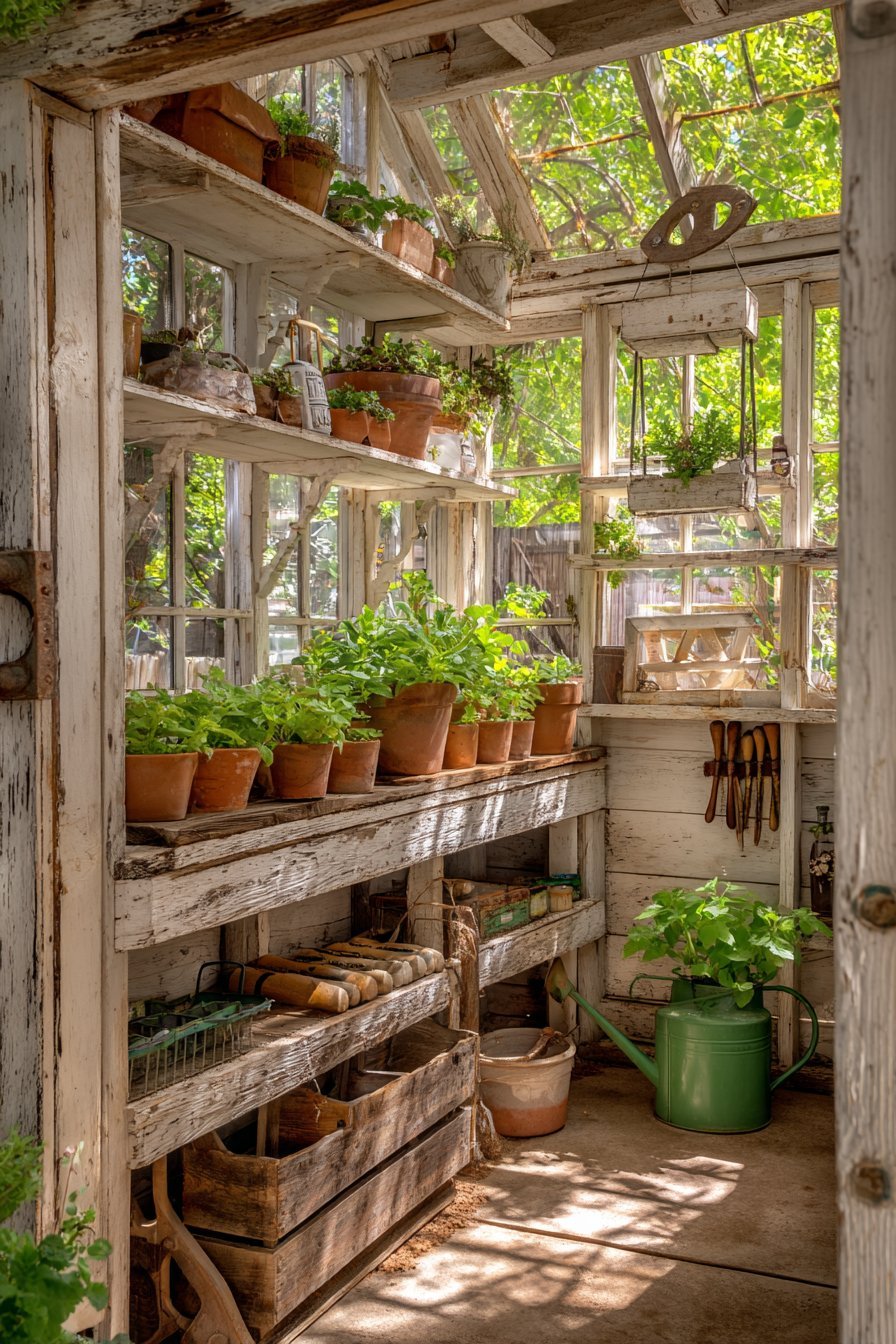 Working Greenhouse with Vintage Panels