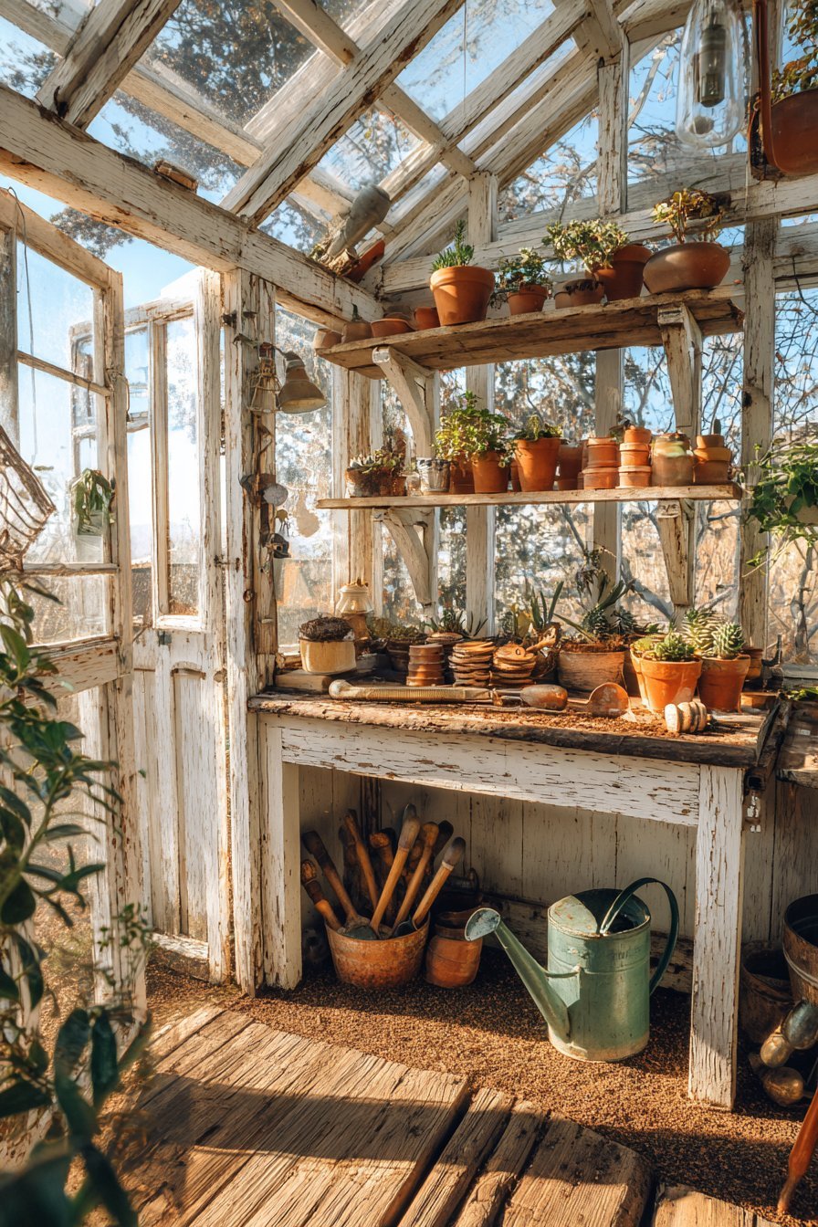 Working Greenhouse with Vintage Panels