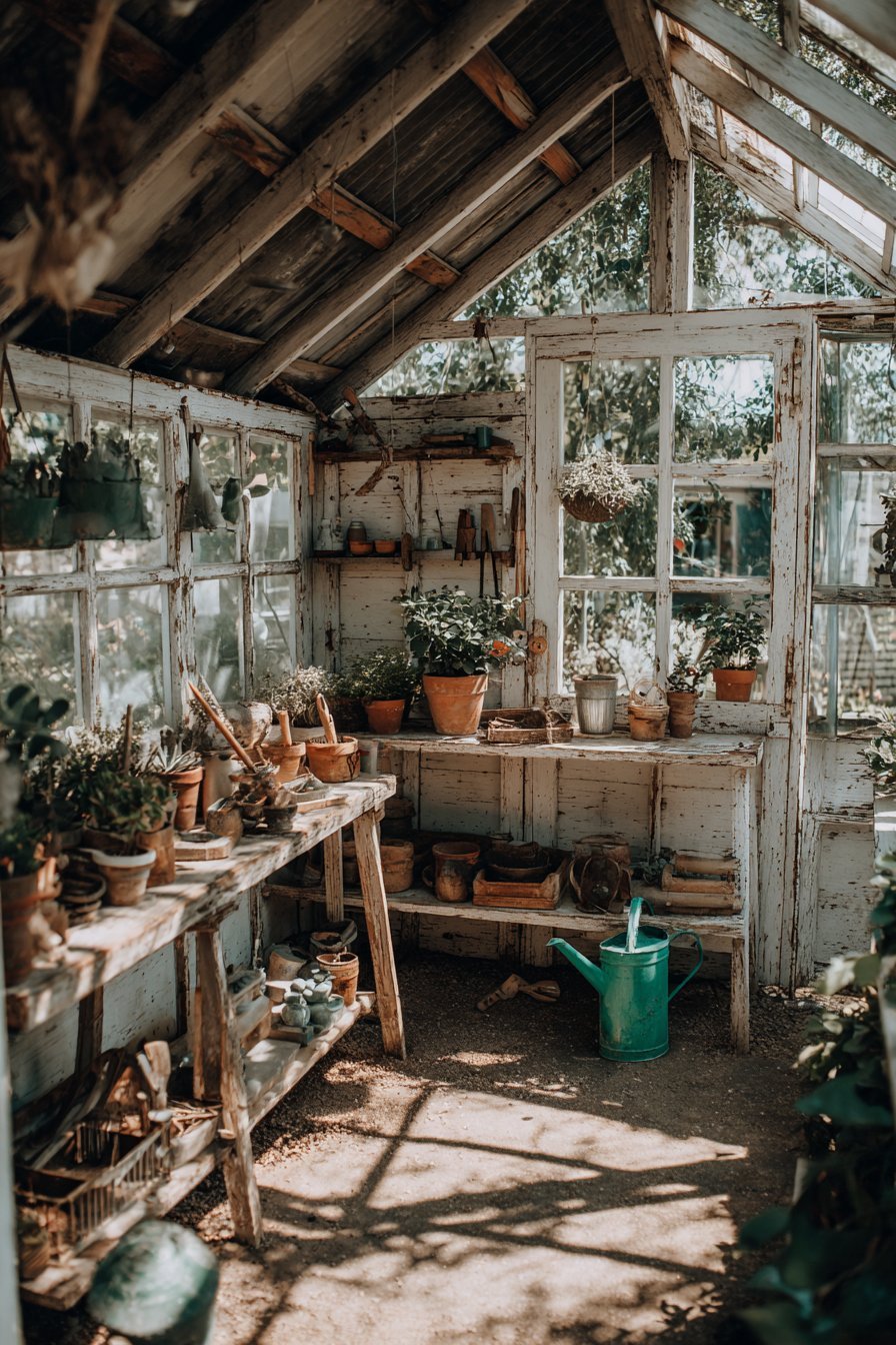 Working Greenhouse with Vintage Panels
