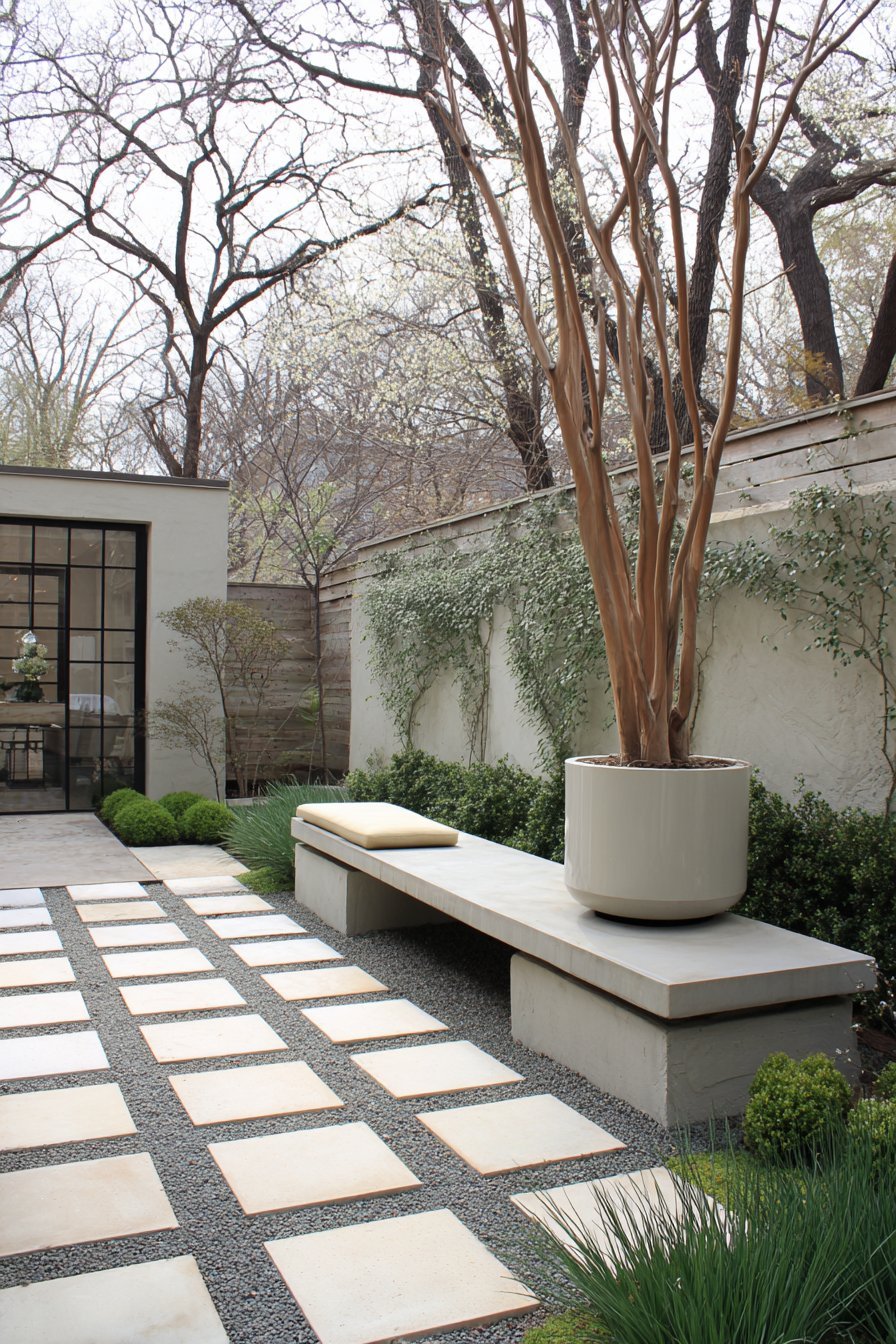 Minimalist Concrete Paver Courtyard