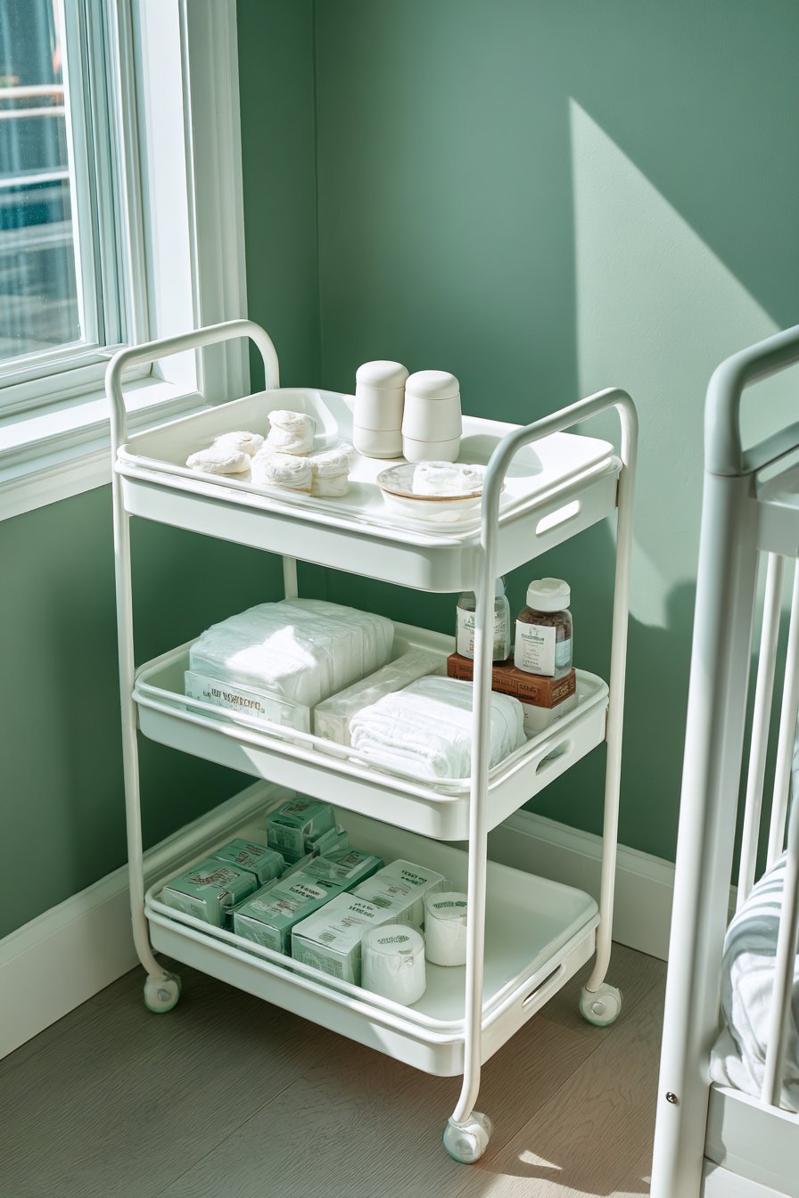 Rolling Diaper Cart Organization