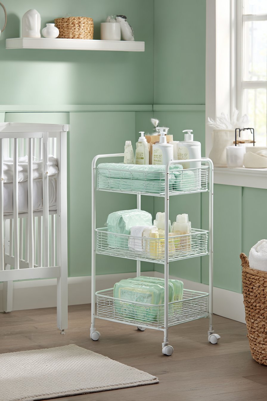 Rolling Diaper Cart Organization