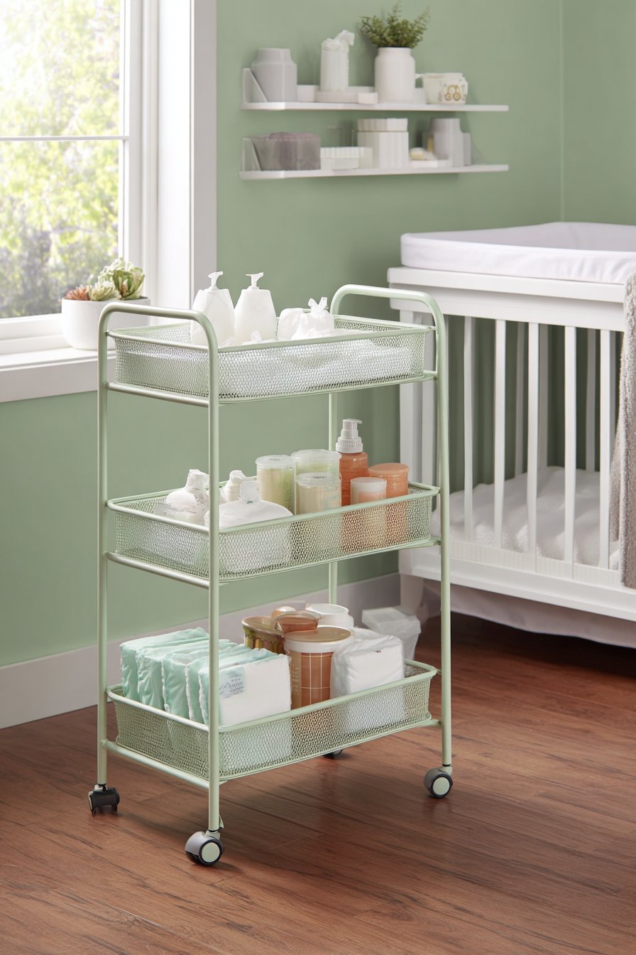 Rolling Diaper Cart Organization