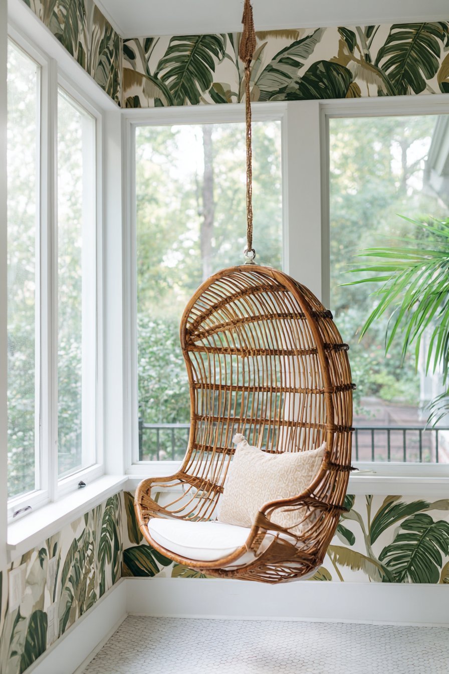 Maximalist Tropical Wallpaper Feature Wall