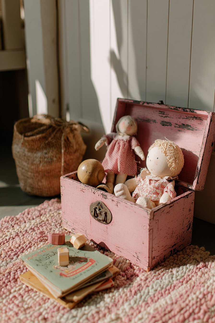 Distressed Pink Toy Chest