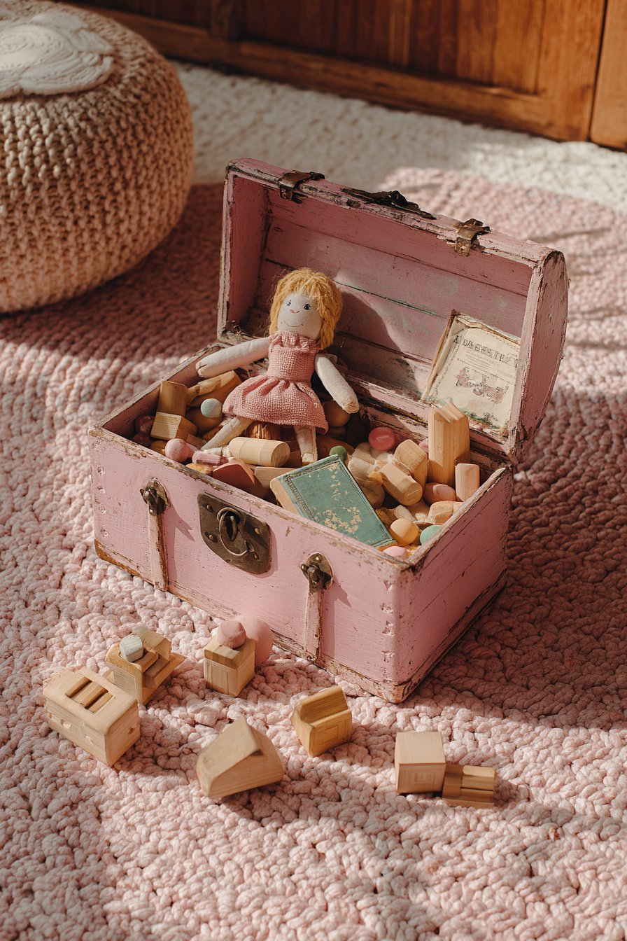 Distressed Pink Toy Chest