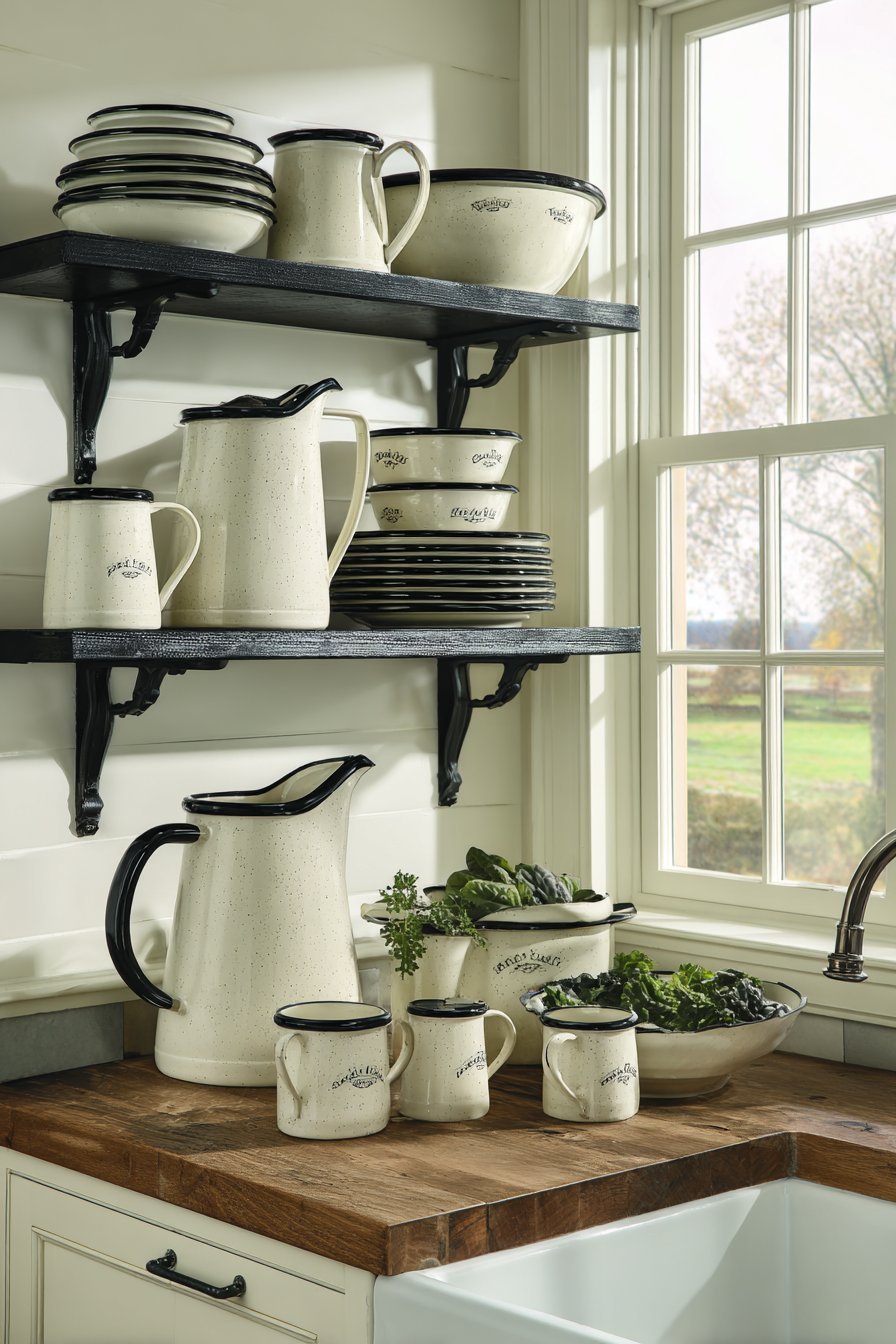 Farmhouse Vintage Enamelware Display