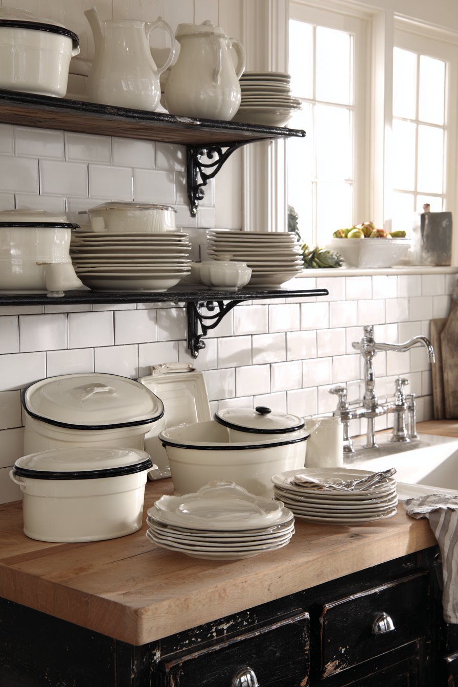 Farmhouse Vintage Enamelware Display