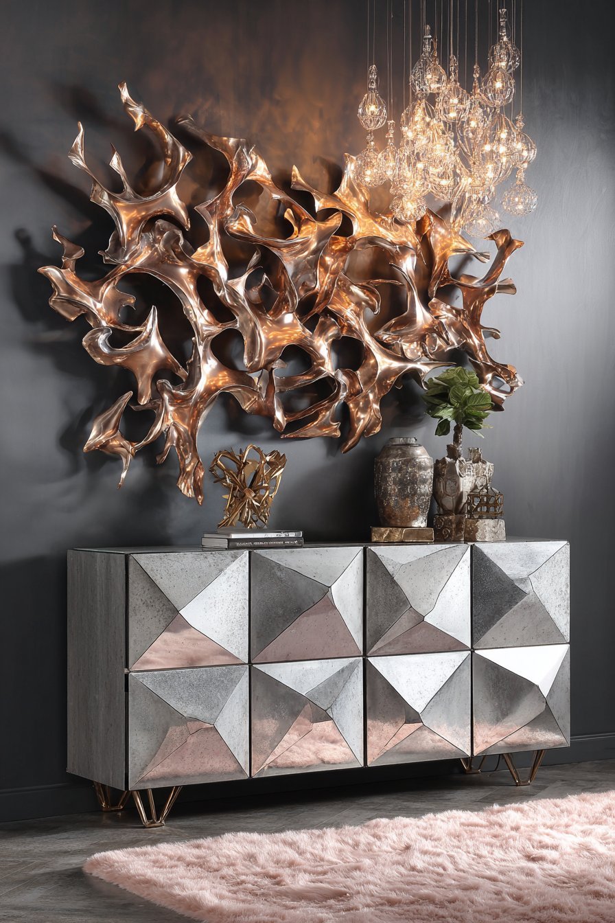 Contemporary Glam Metallic Art