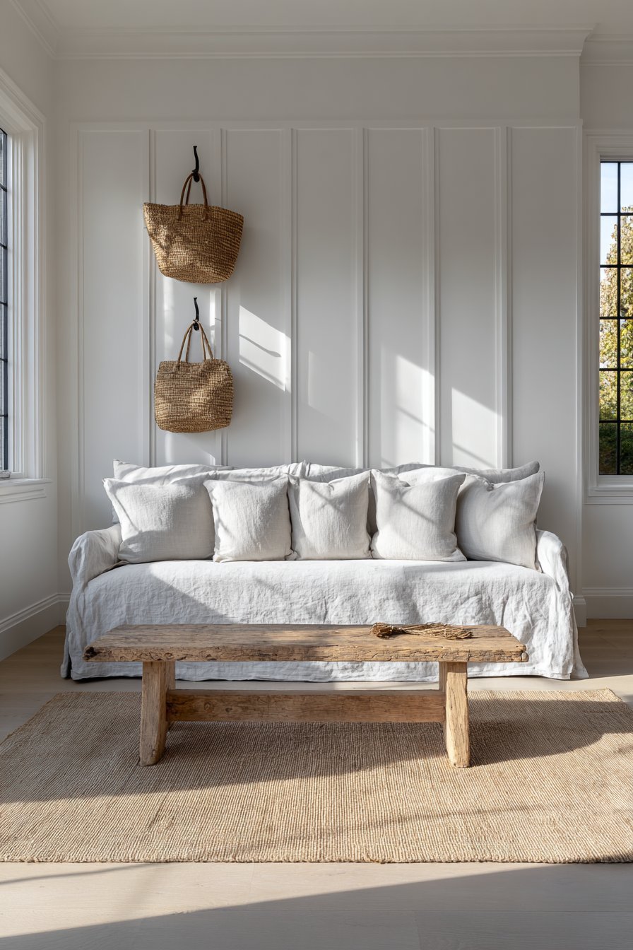 Classic Board and Batten White Farmhouse Wall